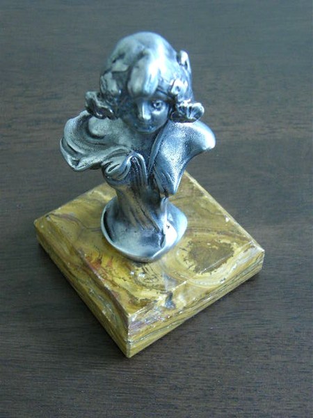 Art Nouveau Style Pewter Girl Bust