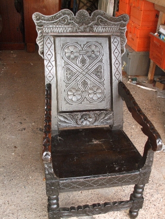 Oak Wainscote Chair  Circa 1880