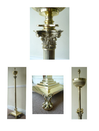Antique victorain brass standard lamp.
