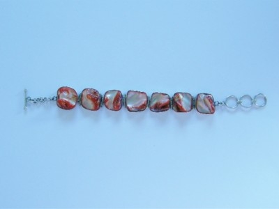 A Sterling Silver and Natural Carnelian Bracelet