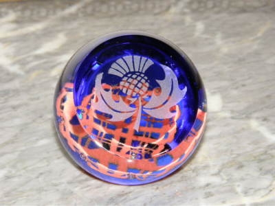 A Caithness Paperweight with Scottish Thistle