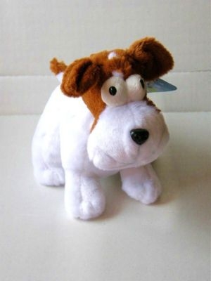 Brown & White Plush Fur Dog