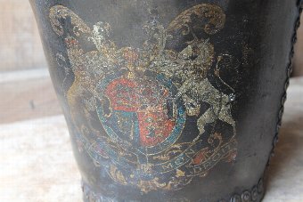 Antique 19thc  leather fire bucket with coat of arms