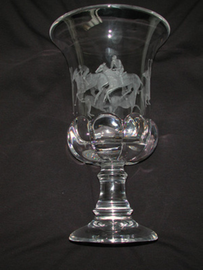 A 20th century 24 percent lead crystal hand engraved urn. Made by    Mario Cioni and hand engrave...