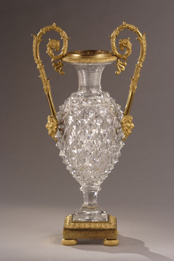 A cut-crystal vase