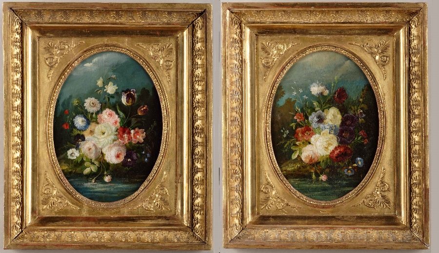 Pair of flowers painting - Elise Bertrand