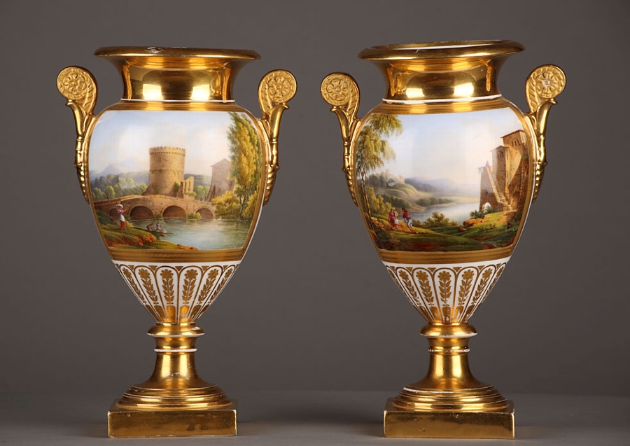 Pair of Empire Paris porcelain 