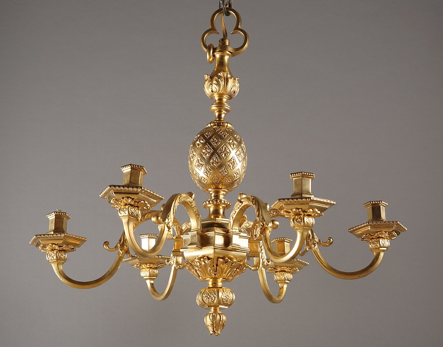 Six lights ormolu chandelier Louis XIV style
