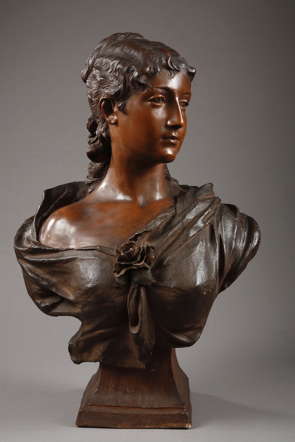 An important terra cota bust of a woman signed Friedrich Goldscheider