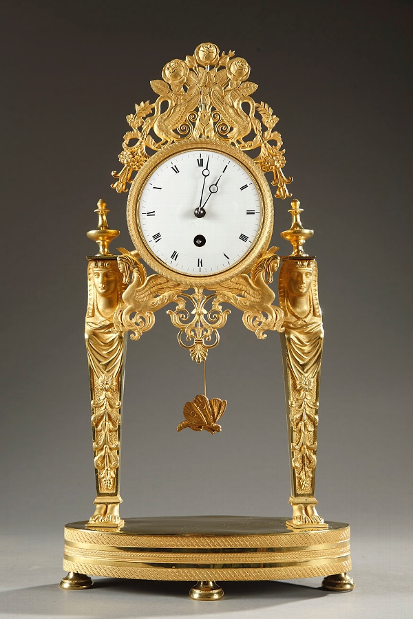 Late 18th century French portico mantle clock with caryatides