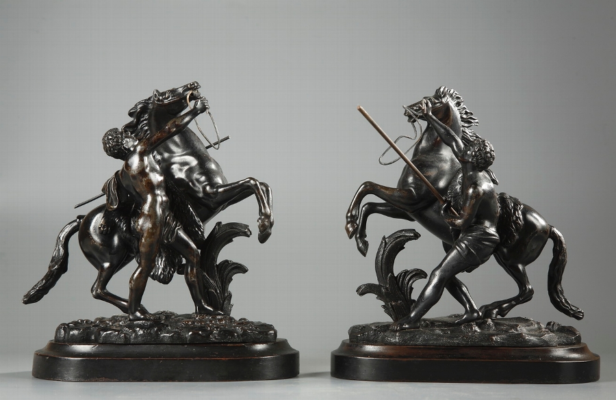 Sculptures in Bronze After the Marly Horses by Guillaume Coustou