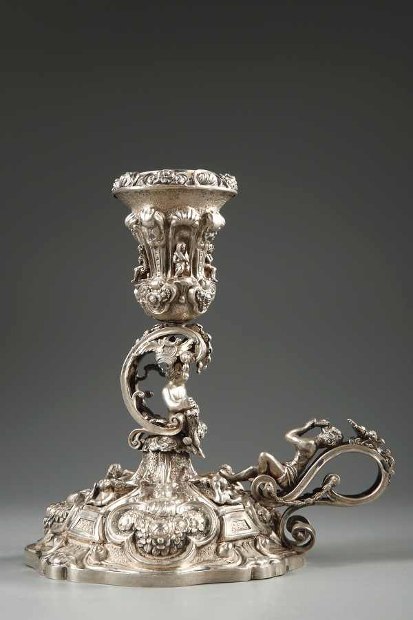 Nineteenth silver candlestick in the Renaissance style