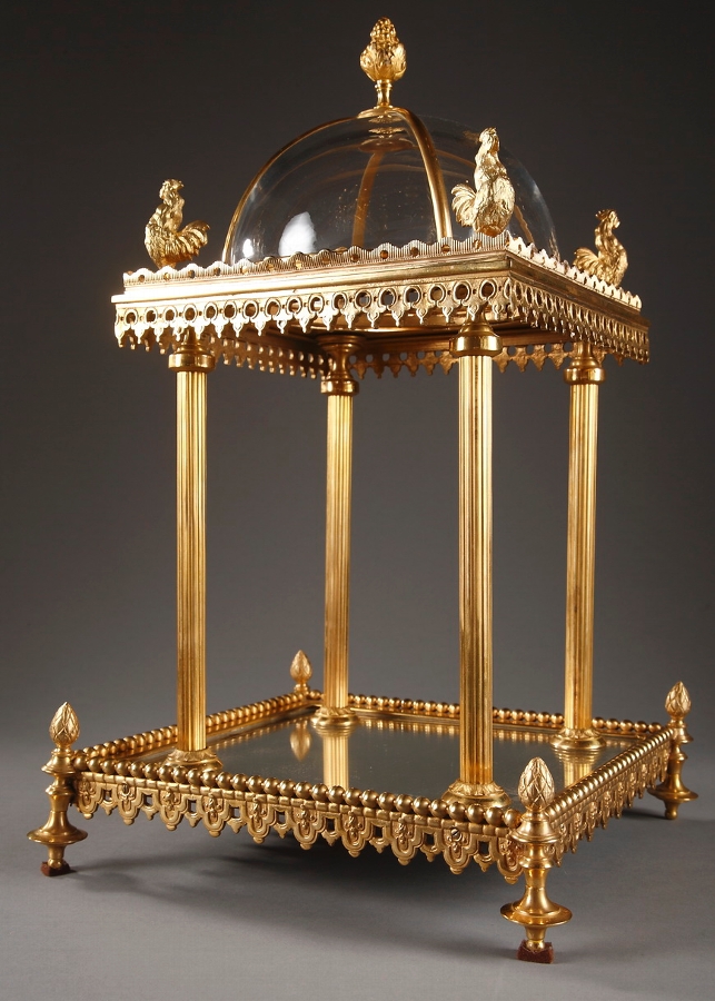 French nineteenth century gilt bronze temple with glass dome
