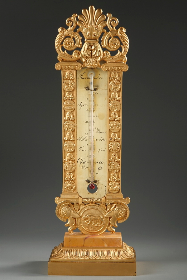 Early 19th century ormolu and Siena marble thermometer