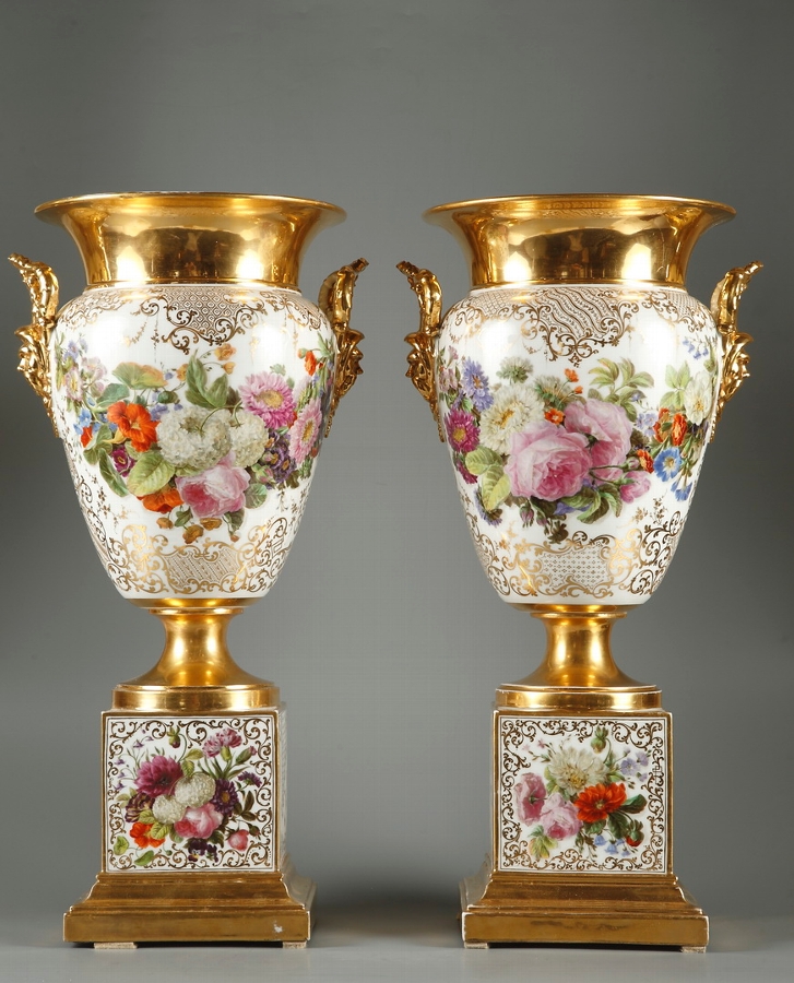 Porcelain pair of vases marked Jacob Petit