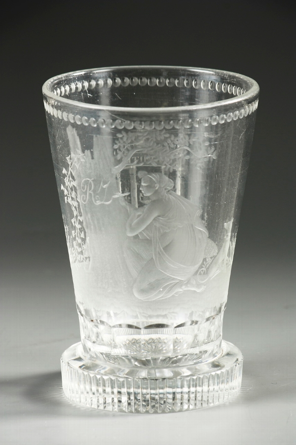 Early 19th century engraved and cut glass with friendship all?gory