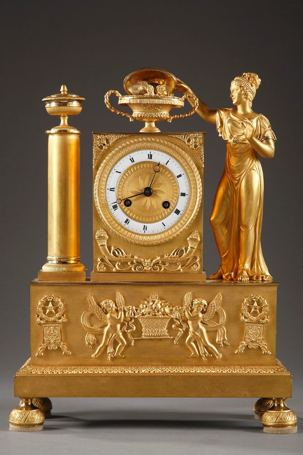 An early 19th century gilt bronze mantel clock signed POIRET ? Beaumont