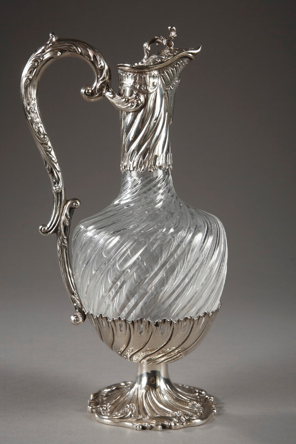 A 19th century cut-crystal and silver mounts ewer