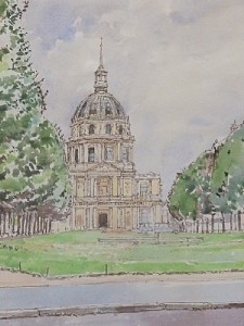 John Linfield St Louis Des Invalides Paris Watercolour