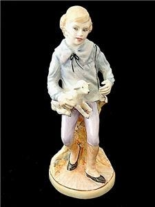 Antique Unusual Boy & Lamb (Sheep) Rye ? English Pottery Figure