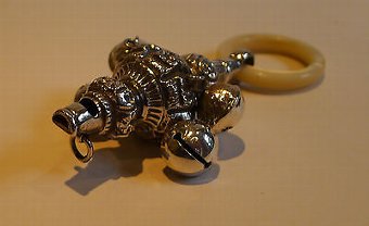 Antique Antique English Sterling Silver Baby's Rattle & Whistle by George Unite