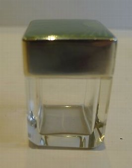 Antique Small English Art Deco Cut Glass, Sterling Silver & Guilloche Enamel Box - 1939