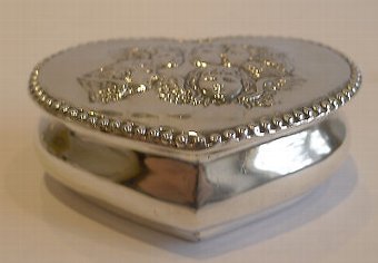 Antique Antique English Heart Shaped Sterling Silver Box - Reynold's Angels - 1898