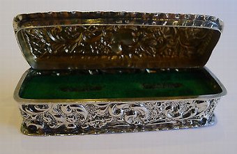 Antique Antique English Sterling Silver Ring Box for Two Rings - 1901