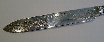 Antique Magnificent Set 12 Fruit Knives & Forks / Mother of Pearl & Silver Plate c.1890