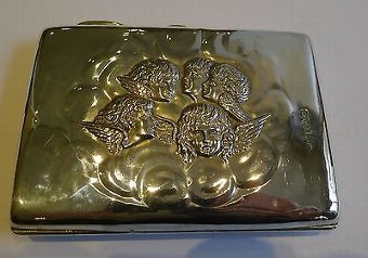Top-Notch Antique English Sterling Silver Card Case - Reynold's Angels