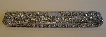 Antique Long Antique English Sterling Silver Box, Chester 1900