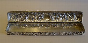 Antique Long Antique English Sterling Silver Box, Chester 1900