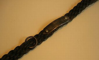 Antique Victorian English Woven Leather and Steel Dog Collar