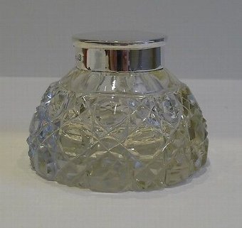 Antique Handsome Antique English Cut Crystal & Sterling Silver Inkwell - 1899