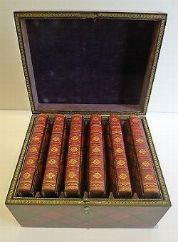 Antique Magnificent & Rare Tartan Ware Box Containing Scott's Poetical Works c.1870