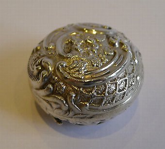 Antique Unusual Antique Sterling Silver Pill Box - Birmingham 1899
