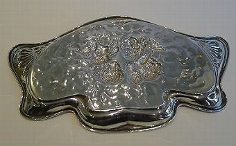 Antique Large Antique English Art Nouveau Sterling Silver Tray - Reynold's Angels - 1907