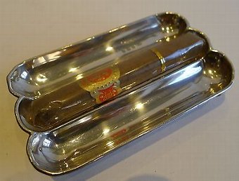Antique Unusual Sterling Silver Cigar Server / Tray - 1919 by T. Wooley