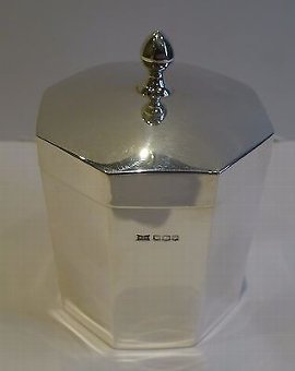 Antique A Fine English Sterling Silver Tea Caddy by Walker & Hall