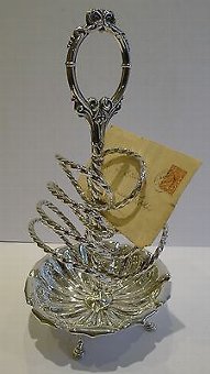 Antique Fabulous Antique English Silver Plated Toast Rack / Letter Holder c.1900
