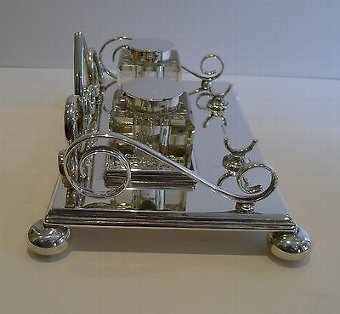 Antique Antique English Silver Plated Inkstand / Inkwell by Mappin & Webb c.1900