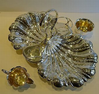 Antique Antique English Silver Plated Strawberry Set by Daniel Arter, c.1895