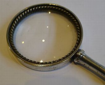 Antique Antique White Metal Figural Magnifying Glass - Hog - Glass Eyes, c.1890