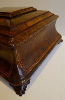 Antique Magnificent High Victorian Burl Walnut and Tulipwood Jewelry Box c.1850