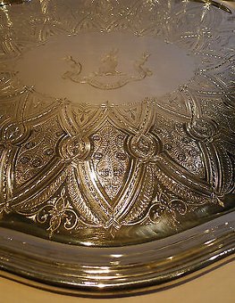 Antique Magnificent Large Antique English Silver Plated Tray by Elkington & Co - 1892
