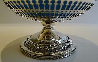 Antique Antique English Silver Pierced Silver Plate Covered Dish - Original Blue Glass