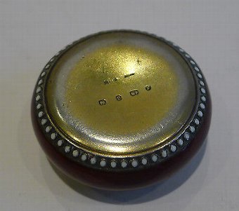 Antique Outstanding Silver Gilt and Red Guilloche Enamel Pill Box by David Anderson