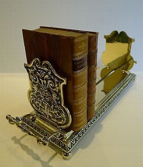 Unusual Antique English Brass Book Carrier / Holder - Reg. For 1889