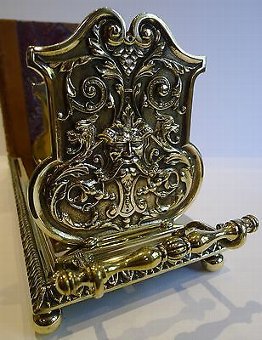Antique Unusual Antique English Brass Book Carrier / Holder - Reg. For 1889