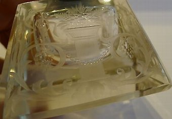 Antique Antique English Engraved Crystal & Sterling Silver Inkwell - 1912